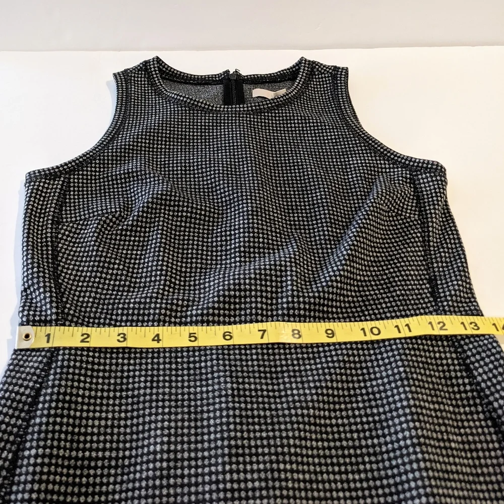 Loft Sheath Dress Black Ponte Knit Patterned Sleeveless - Picture 14 of 17
